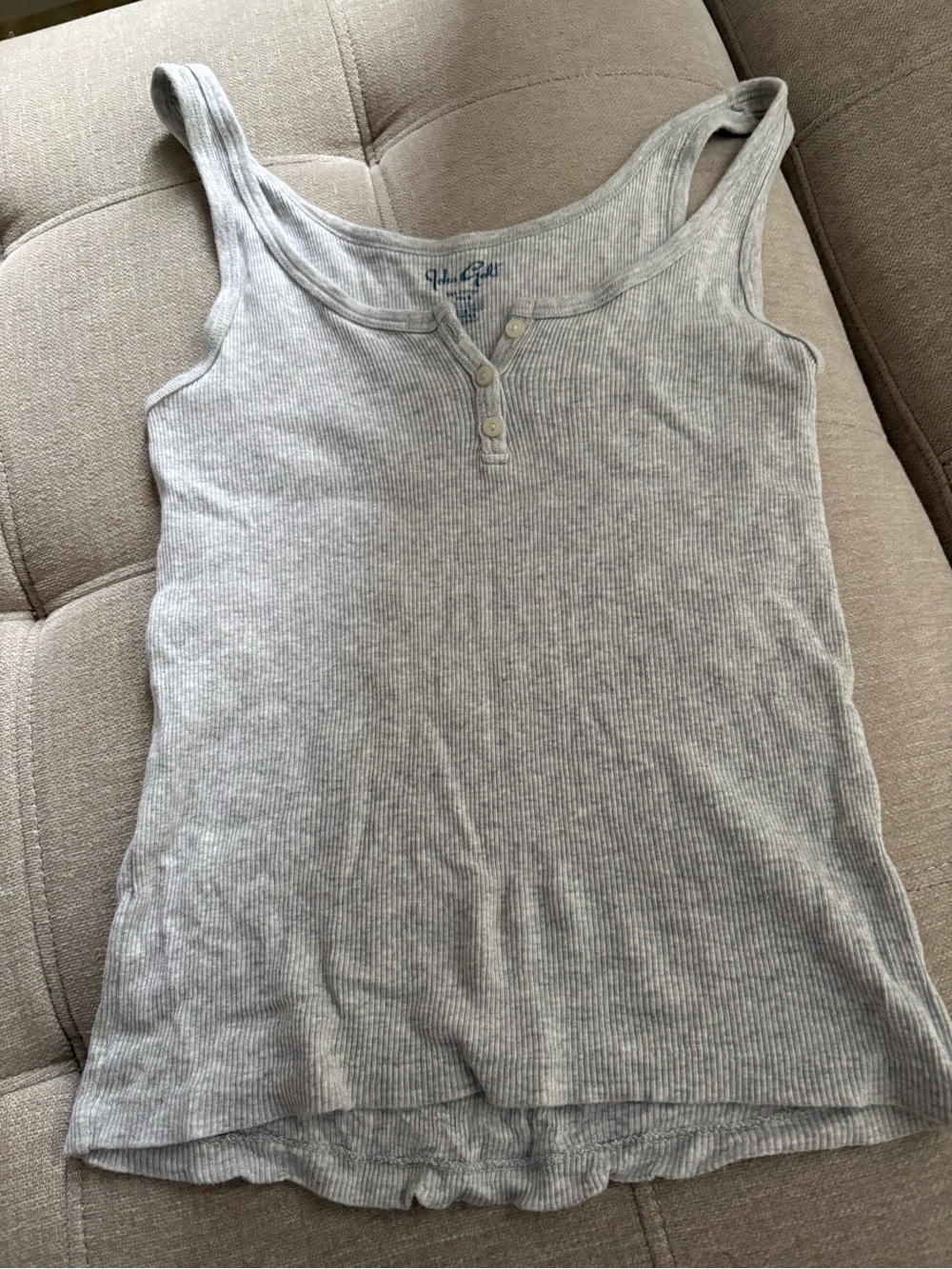 Brandy Melville Gray Ribbed Henley Tank Top